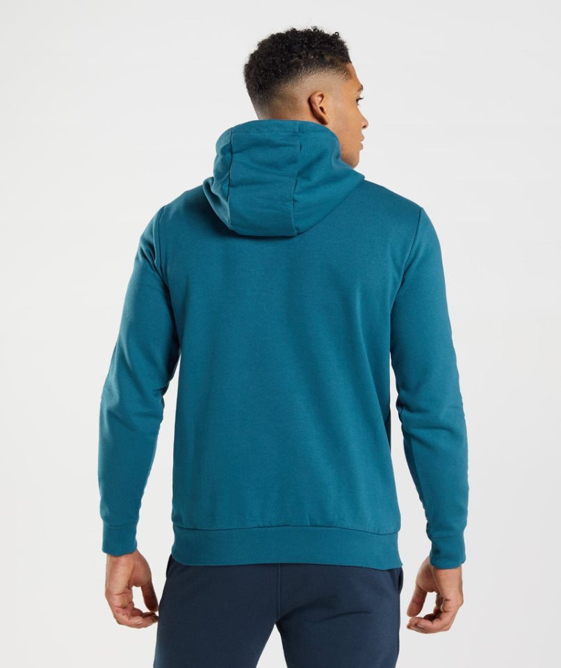 Men's Gymshark Sharkhead Infill Hoodie Blue | NZ 9YFULD